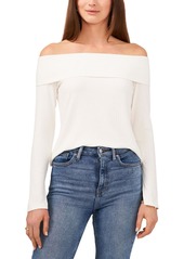 1.STATE Womens Ribbed Off Shoulder Pullover Top