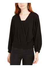 1.STATE Womens Ribbed Surplice Wrap Top