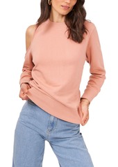 1.STATE Womens Ribbed Trim Cold Shoulder Crewneck Sweater