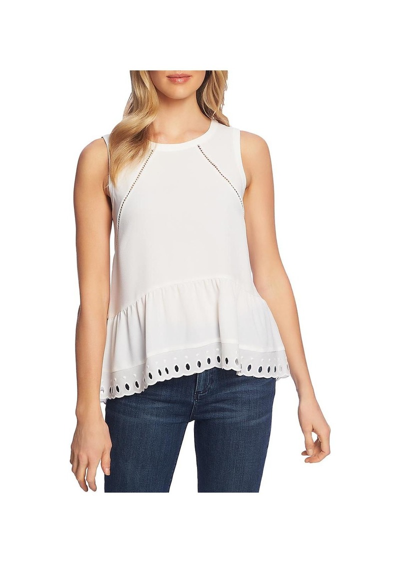 1.STATE Womens Sleeveless Eyelet Blouse