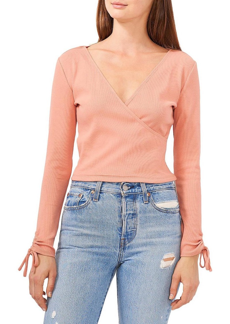 1.STATE Womens Surplice Knit Blouse