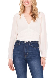 1.STATE Womens V Neck Sheer Cropped