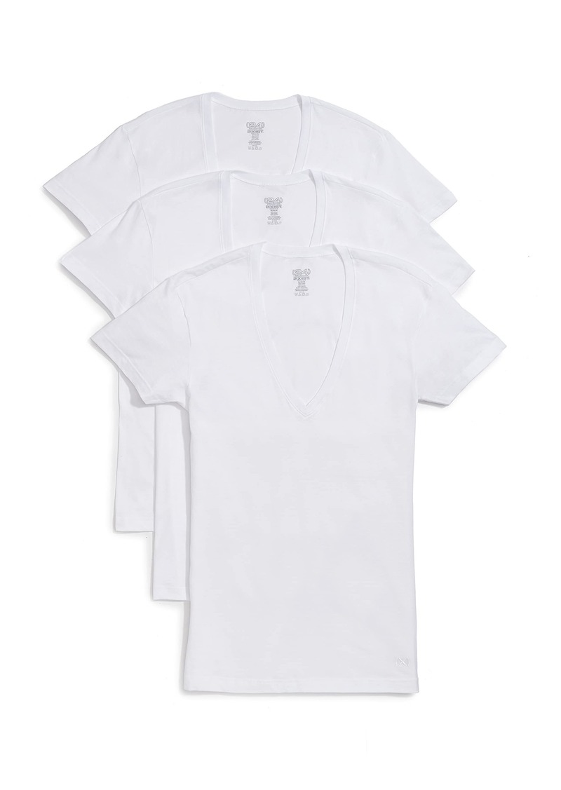 2(X)IST Men's Essential Cotton Slim Fit Deep V Neck T-Shirt 3-Pack