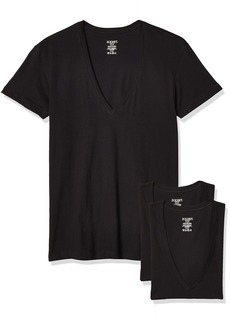2(X)IST Men's Essential Cotton Slim Fit Deep V Neck T-Shirt 3-Pack New black