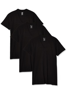 2(X)IST mens Essential Cotton Slim Fit V-neck T-shirt 3-pack Base Layer Top Deep Black  US