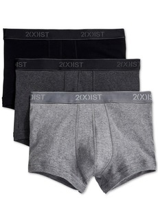 2(x)ist Men's Essential No-Show Trunks 3-Pack - Black/heather Grey/charcoal Heather