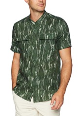 2(X)IST Men's Graphic Short Sleeve Button Down Shirt Shirt Jungle Leaf–Duck