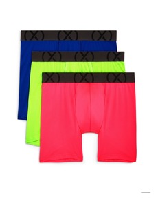 "2(x)ist Men's Mesh Performance Ready 6"" Boxer Brief, Pack of 3 - Surf The Web, Green Gecko, knock Out Pin"