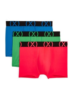 2(x)ist Men's Micro Sport No Show Performance Ready Trunk, Pack of 3 - Electric Blue, Diva Pink, Electric Green