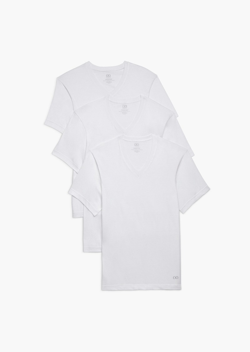 2(x)ist Men's Performance Cotton V- Neck Undershirt, Pack of 3 - White