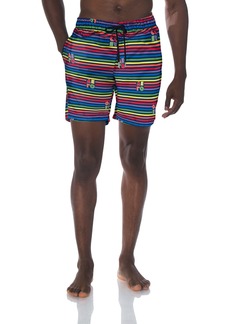 2(x)ist Men's Quick Dry Printed Board Short with Pockets Swimwear Love Stripe-Rainbow- 97007