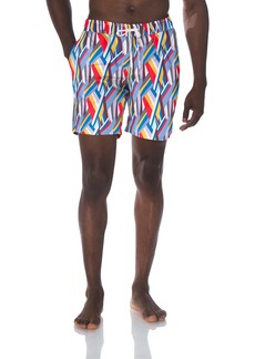 2(x)ist Men's Quick Dry Printed Board Short with Pockets Swimwear Woven Stripe-Orange- 84308