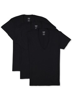 2(x)ist Men's Slim-Fit Deep V-Neck 3 Pack Undershirt - Black