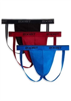 2(x)ist Men's 3-Pack Stretch Core Jockstraps In Scotts Red/black/skydiver Blue