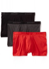 2(x)ist Men's Essential Range Boxer Brief 3-Pack In Black/charcoal/red