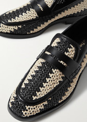 3.1 Phillip Lim - Alexa leather-trimmed two-tone raffia loafers - Black - EU 37