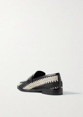 3.1 Phillip Lim - Alexa leather-trimmed two-tone raffia loafers - Black - EU 37