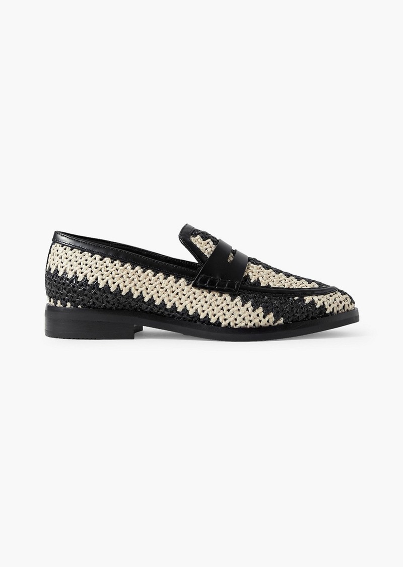 3.1 Phillip Lim - Alexa leather-trimmed two-tone raffia loafers - Black - EU 37