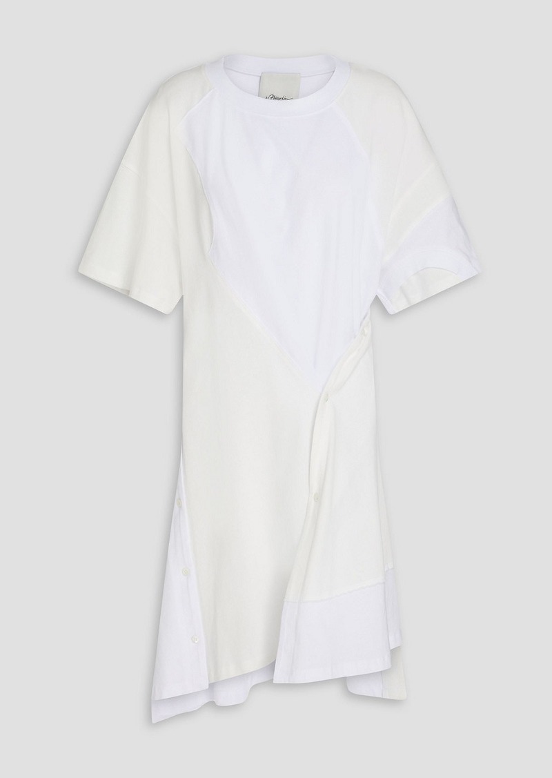 3.1 Phillip Lim - Asymmetric button-detailed cotton-jersey dress - White - M