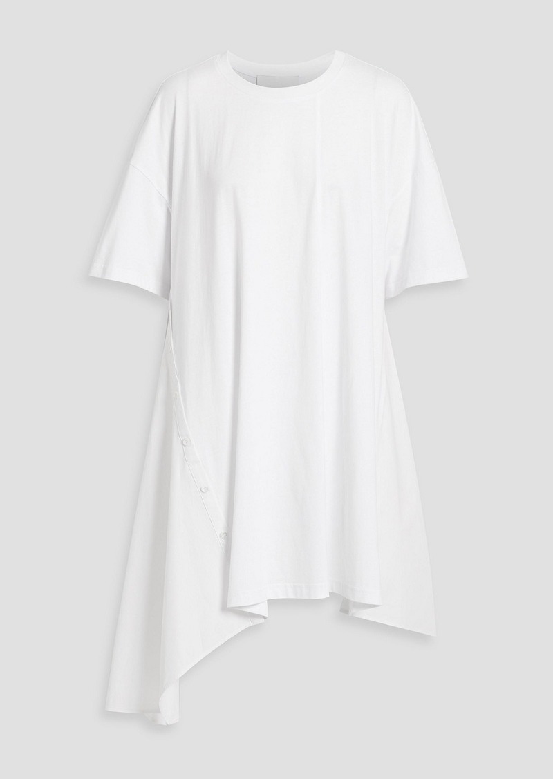 3.1 Phillip Lim - Asymmetric poplin-paneled cotton-jersey dress - White - S