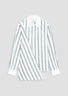 3.1 Phillip Lim - Asymmetric striped cotton-blend poplin shirt - Gray - US 0