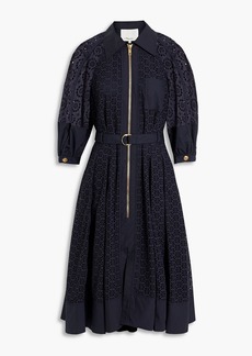 3.1 Phillip Lim - Belted broderie anglaise cotton midi dress - Blue - US 4