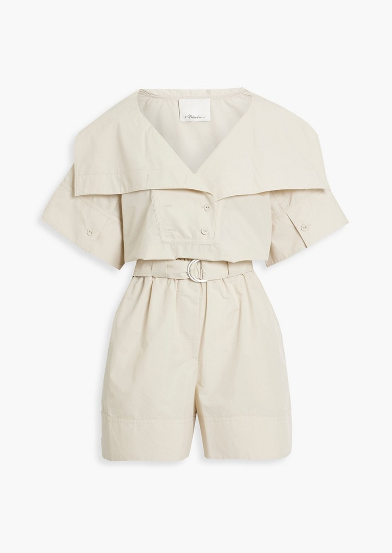 3.1 Phillip Lim - Belted cotton-blend poplin playsuit - Gray - US 4