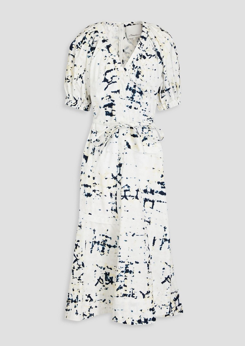 3.1 Phillip Lim - Belted pleated printed cotton-poplin midi dress - White - US 4