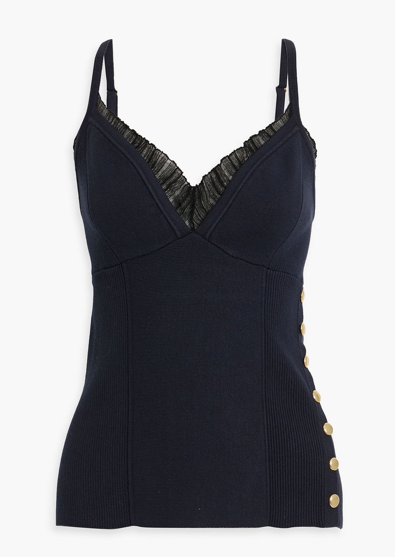 3.1 Phillip Lim - Button-detailed ribbed-knit camisole - Blue - S