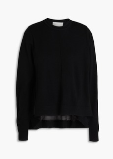 3.1 Phillip Lim - Chiffon-trimmed wool-blend sweater - Black - S