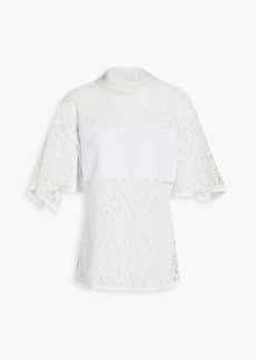 3.1 Phillip Lim - Crepe de chine-paneled flocked lace blouse - White - US 0