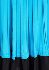 3.1 Phillip Lim - Crepe-paneled pleated satin midi skirt - Blue - US 4