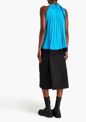 3.1 Phillip Lim - Crepe-trimmed pleated satin top - Blue - XS