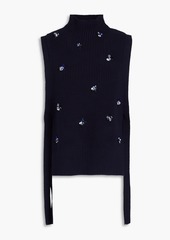 3.1 Phillip Lim - Embellished lace-up ribbed cotton-blend vest - Blue - M