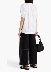 3.1 Phillip Lim - Gathered cotton-poplin and jersey top - White - XS