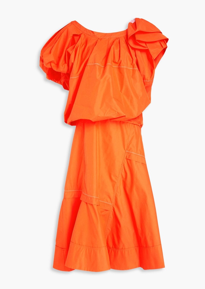 3.1 Phillip Lim - One-shoulder ruffled cotton-blend poplin midi dress - Orange - US 4