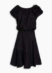 3.1 Phillip Lim - One-shoulder ruffled cotton-blend poplin midi dress - Black - US 4
