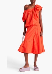 3.1 Phillip Lim - One-shoulder ruffled cotton-blend poplin midi dress - Orange - US 2