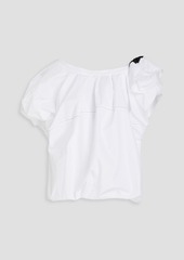 3.1 Phillip Lim - One-shoulder ruffled cotton-blend poplin top - Black - XS
