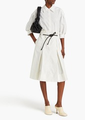 3.1 Phillip Lim - Pleated belted cotton-blend poplin midi shirt dress - White - US 4