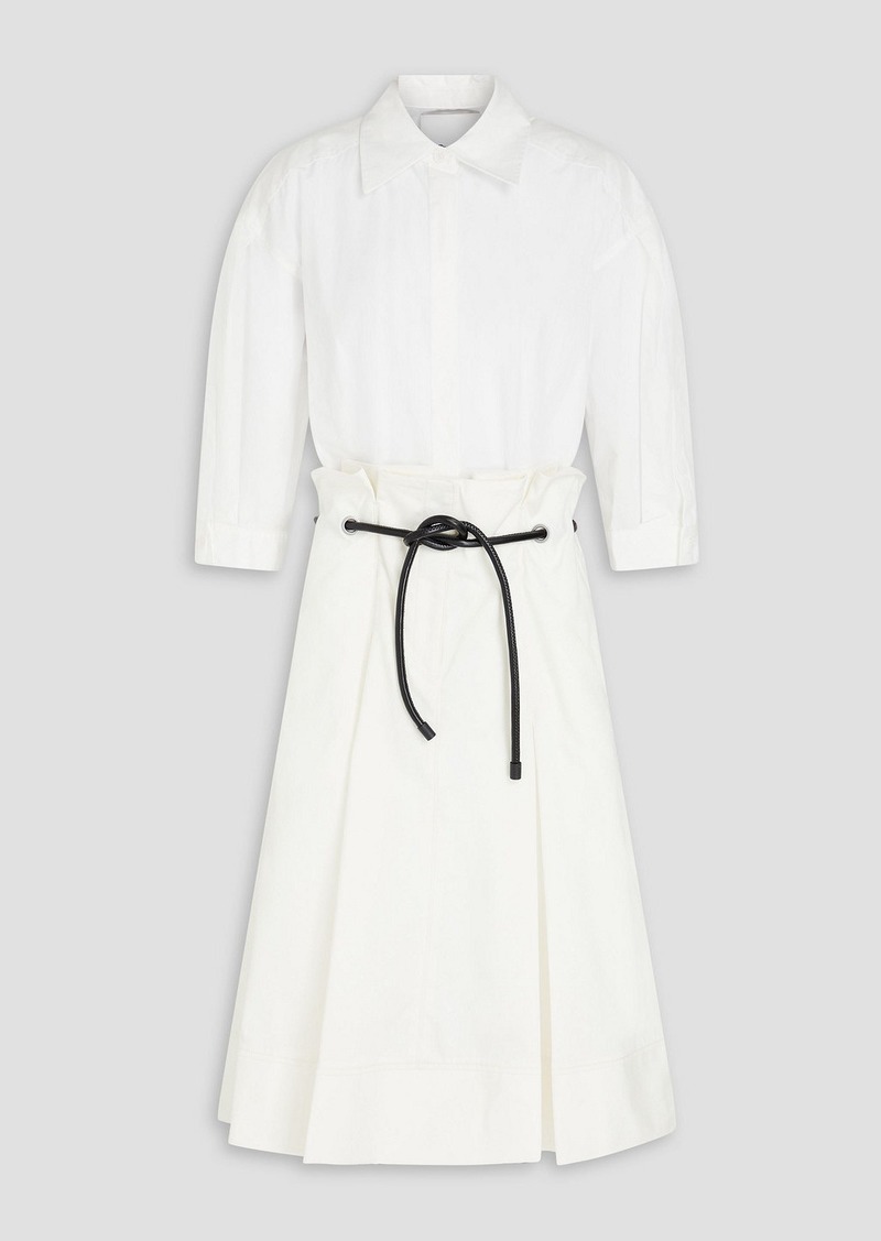 3.1 Phillip Lim - Pleated belted cotton-blend poplin midi shirt dress - White - US 4