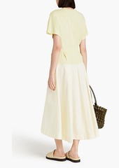 3.1 Phillip Lim - Pleated jersey-paneled cotton-blend poplin midi dress - Green - L