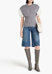 3.1 Phillip Lim - Poplin-paneled ribbed wool-blend top - Gray - XS