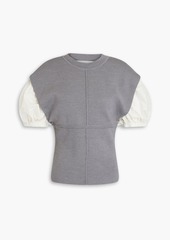 3.1 Phillip Lim - Poplin-paneled ribbed wool-blend top - Gray - XS