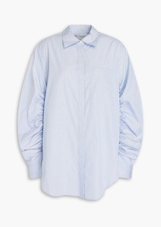 3.1 Phillip Lim - Ruched striped cotton-poplin shirt - Blue - US 4
