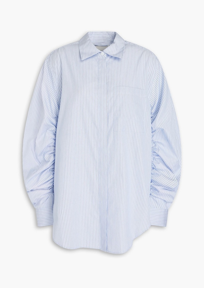 3.1 Phillip Lim - Ruched striped cotton-poplin shirt - Blue - US 6