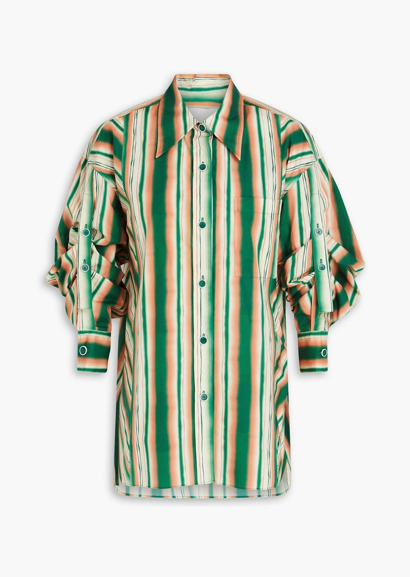 3.1 Phillip Lim - Ruched striped cotton-poplin shirt - Green - XS