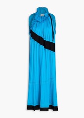3.1 Phillip Lim - Satin crepe-paneled pleated georgette midi dress - Blue - S