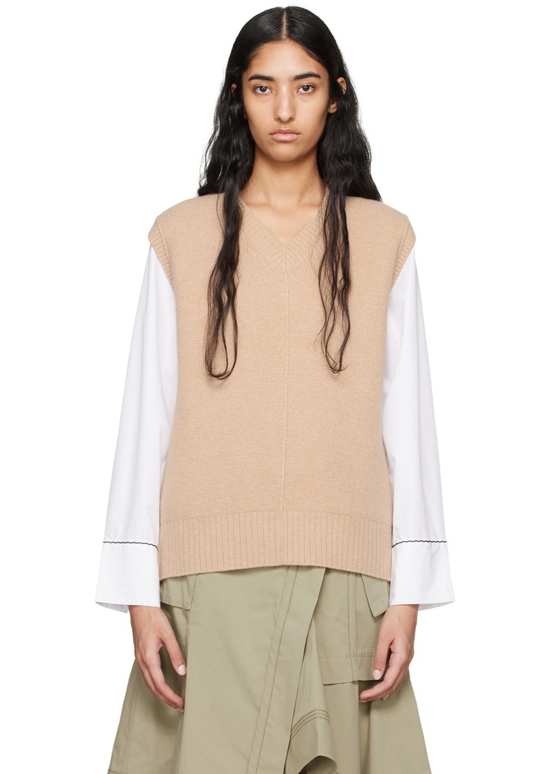 3.1 Phillip Lim Beige Oversized Knit Vest Shirt