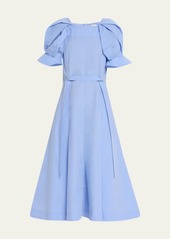 3.1 Phillip Lim Belted Puff-Sleeve A-Line Midi Dress
